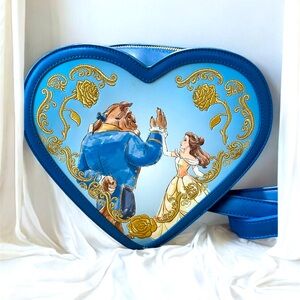 Loungefly Beauty and The Beast Blue Heart Backpack Crossbody RARE Hard to find
